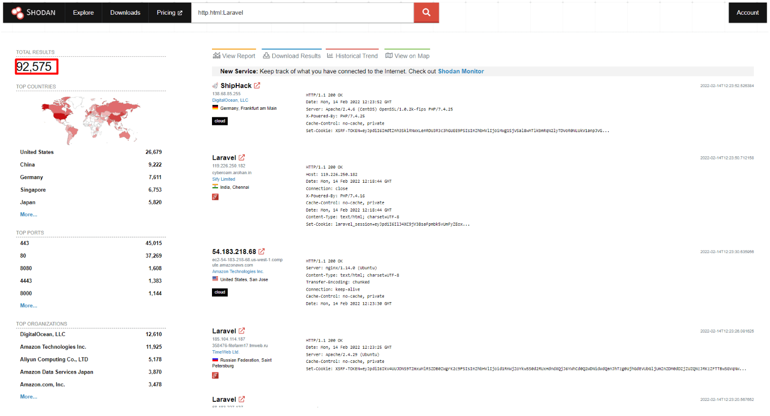 query search with Shodan